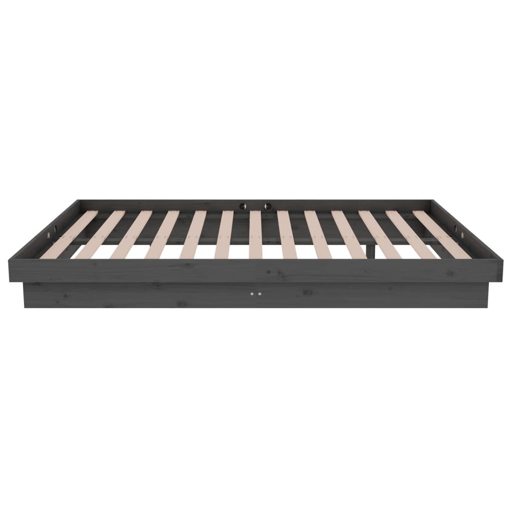 Πλαίσιο Κρεβατιού Γκρι 120x190 εκ. Μασίφ Ξύλο Small Double