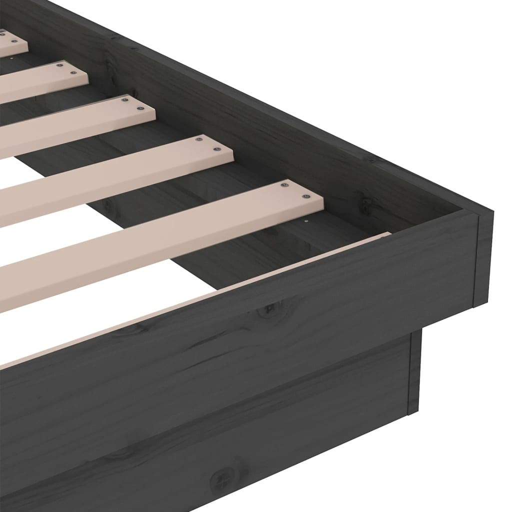 Πλαίσιο Κρεβατιού Γκρι 140 x 190 εκ. από Μασίφ Ξύλο