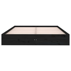Πλαίσιο Κρεβατιού Μαύρο 180 x 200 εκ Ξύλο Πεύκου Super King