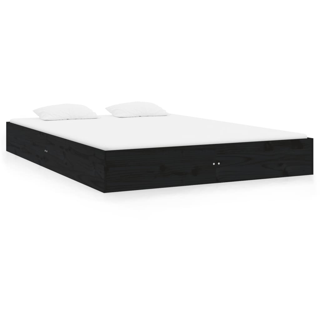 Πλαίσιο Κρεβατιού Μαύρο 150 x 200 εκ. Μασίφ Ξύλο King Size