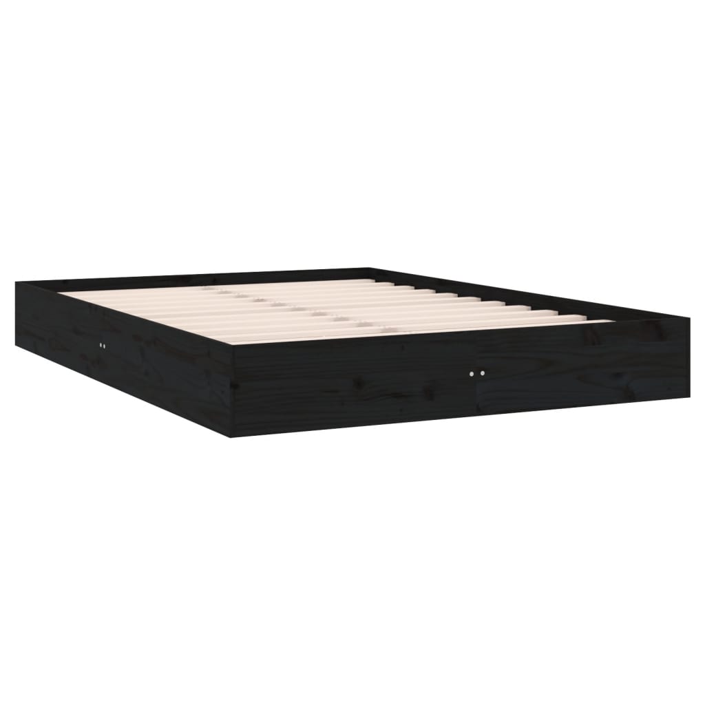 Πλαίσιο Κρεβατιού Μαύρο 150 x 200 εκ. Μασίφ Ξύλο King Size