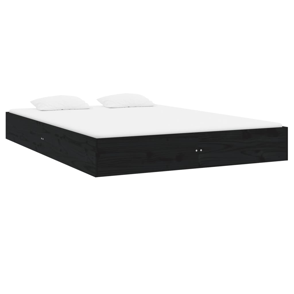 Πλαίσιο Κρεβατιού Μαύρο 150 x 200 εκ. Μασίφ Ξύλο King Size