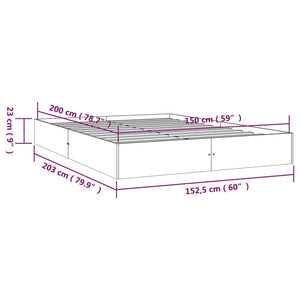 Πλαίσιο Κρεβατιού Μαύρο 150 x 200 εκ. Μασίφ Ξύλο King Size