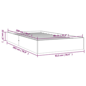 Πλαίσιο Κρεβατιού 90 x 200 εκ. από Μασίφ Ξύλο - Pakobazaar