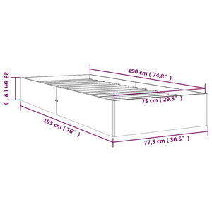 Πλαίσιο Κρεβατιού 75 x 190 εκ. από Μασίφ Ξύλο Small Single
