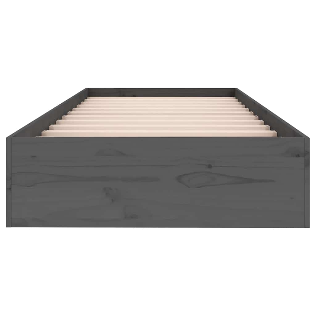 Πλαίσιο Κρεβατιού Γκρι 75 x 190 εκ. από Μασίφ Ξύλο Small Single - Pakobazaar