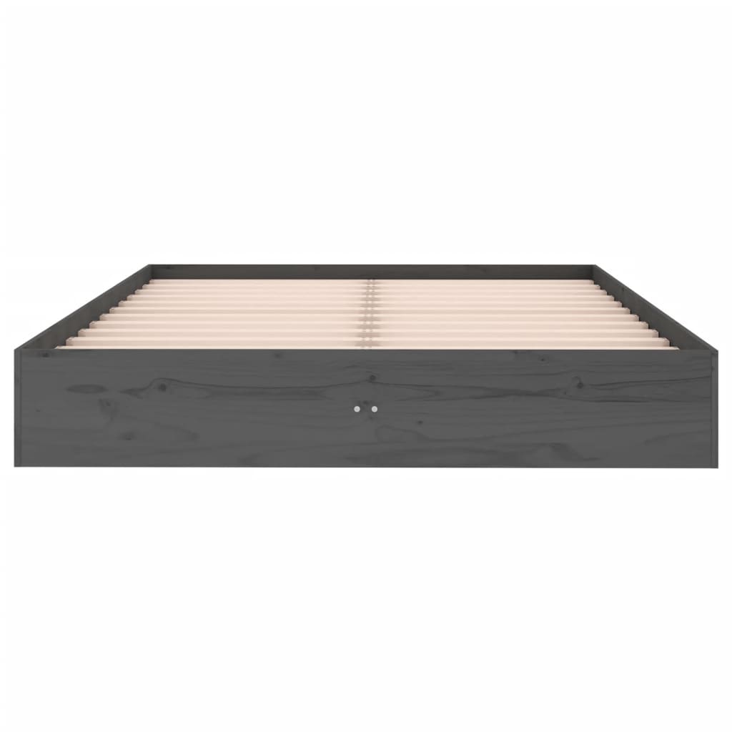Πλαίσιο Κρεβατιού Γκρι 120x190 εκ. Μασίφ Ξύλο Small Double