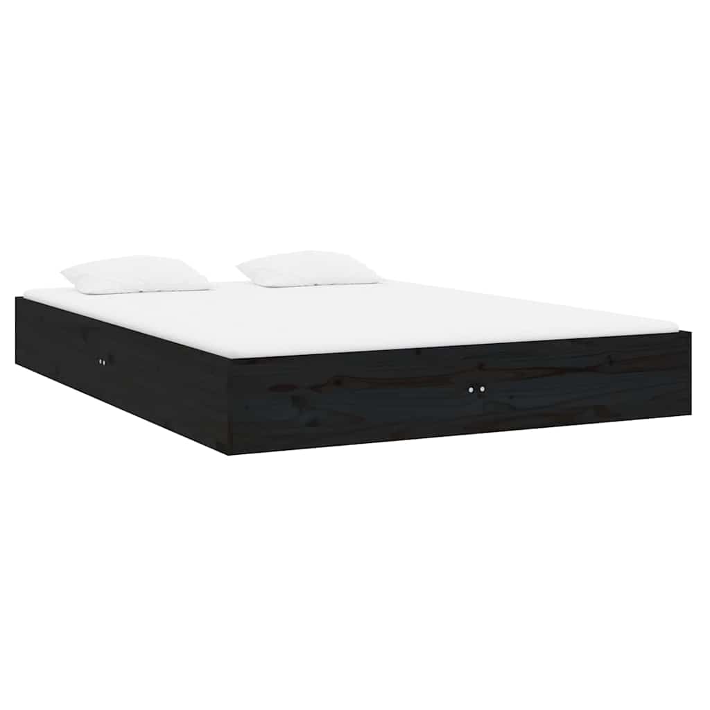 Πλαίσιο Κρεβατιού Μαύρο 120 x 190 εκ. Μασίφ Ξύλο Small Double