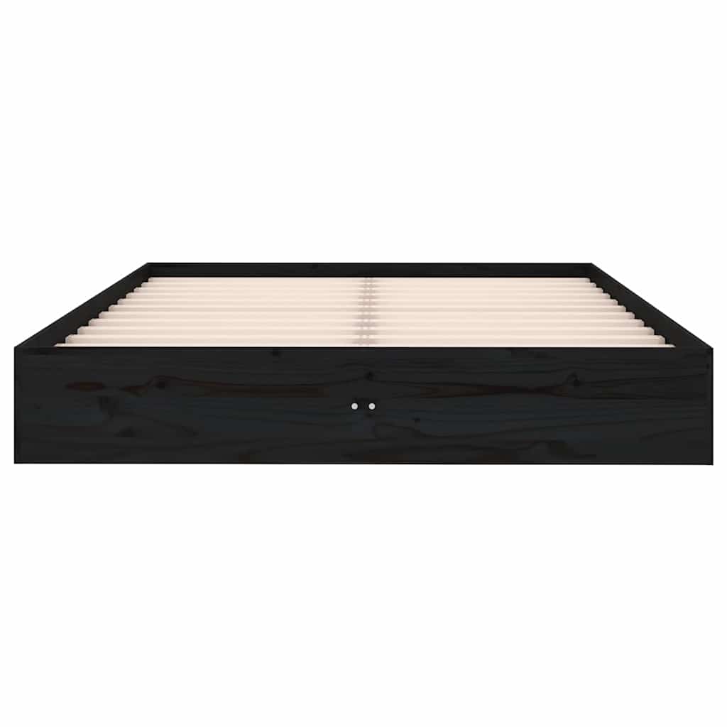 Πλαίσιο Κρεβατιού Μαύρο 120 x 190 εκ. Μασίφ Ξύλο Small Double