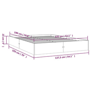 Πλαίσιο Κρεβατιού 135 x 190 εκ. από Μασίφ Ξύλο Double - Pakobazaar