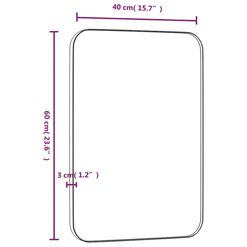 Καθρέφτης Επιτοίχιος Ορθογώνιος Μαύρος 40x60 εκ. - Pakobazaar