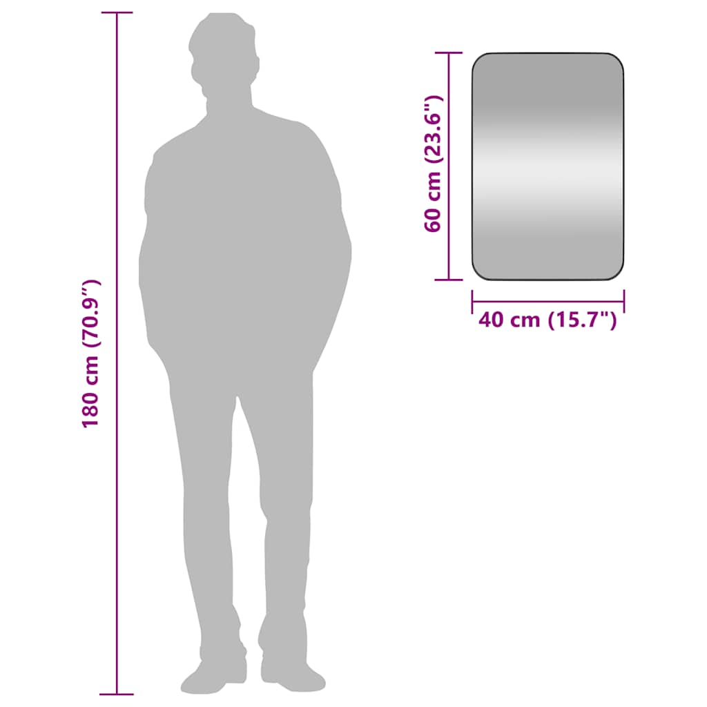 Καθρέφτης Επιτοίχιος Ορθογώνιος Μαύρος 40x60 εκ. - Pakobazaar