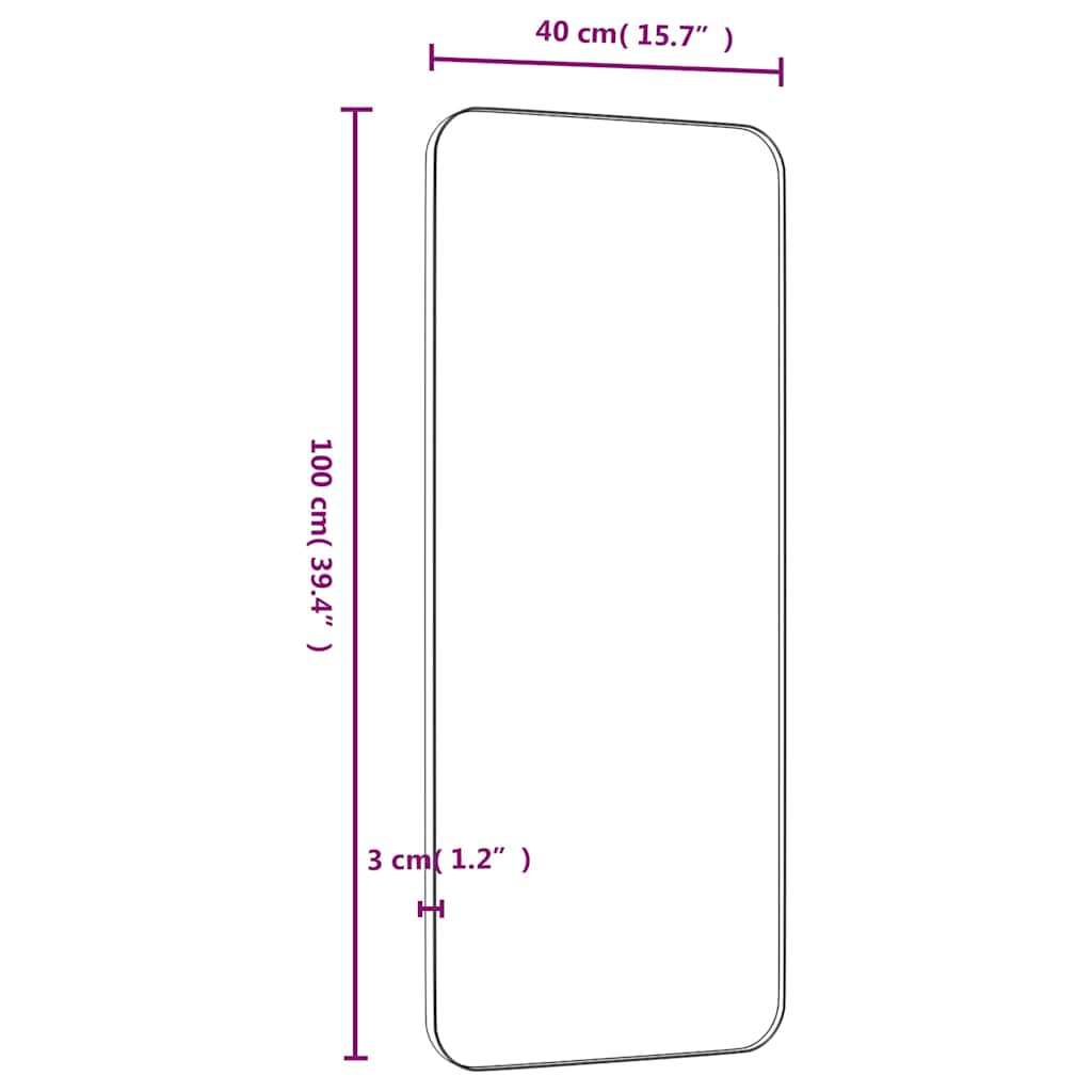 Καθρέφτης Επιτοίχιος Ορθογώνιος Μαύρος 40x100 εκ. - Pakobazaar