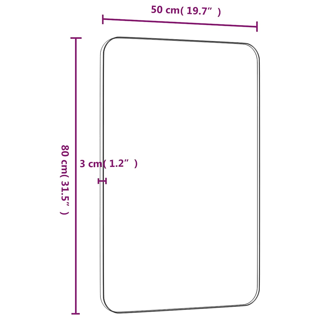 Καθρέφτης Επιτοίχιος Ορθογώνιος Μαύρος 50 x 80 εκ. - Pakobazaar