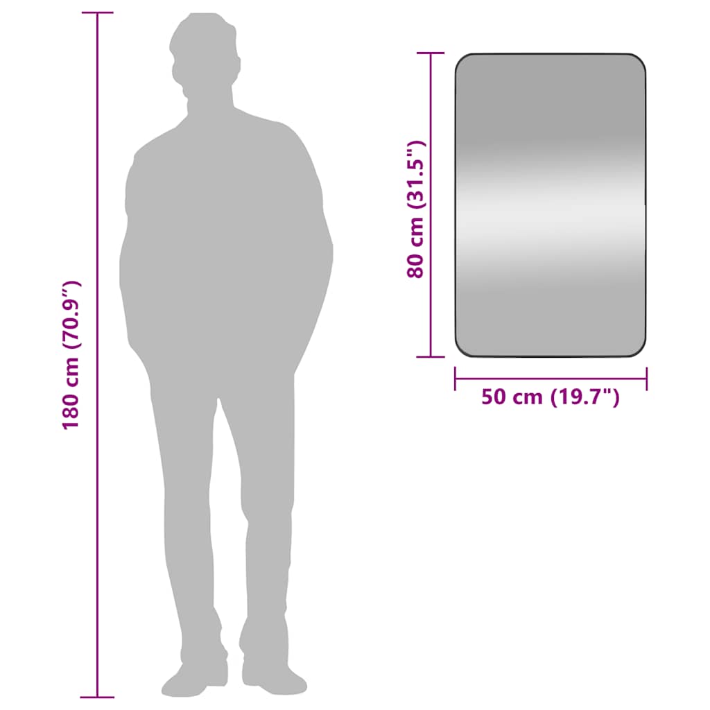 Καθρέφτης Επιτοίχιος Ορθογώνιος Μαύρος 50 x 80 εκ. - Pakobazaar