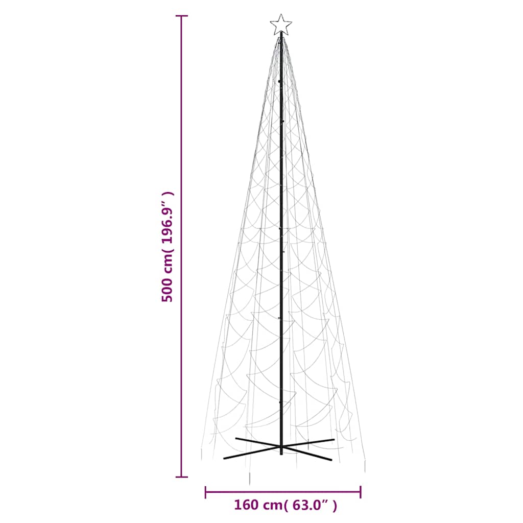 Χριστουγεννιάτικο Δέντρο Κώνος 1400 LED Ψυχρό Λευκό 160x500 εκ.