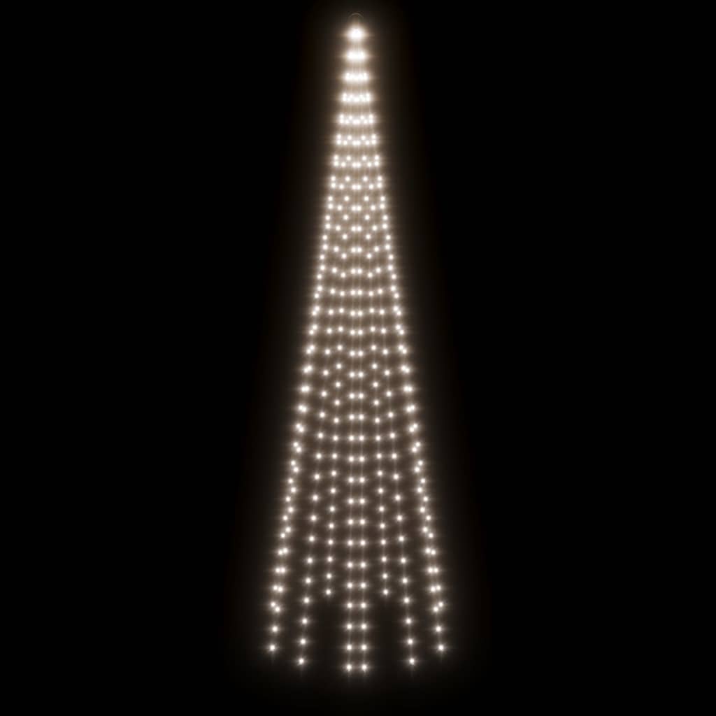 Χριστουγεν. Δέντρο για Ιστό Σημαίας 310 LED Ψυχρό Λευκό 300 εκ.