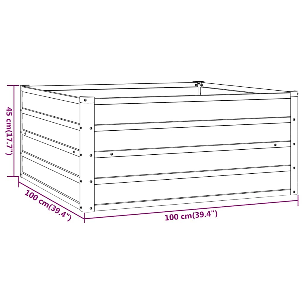 Ζαρντινιέρα Σκουριασμένο 100x100x45 εκ. Ατσάλι Σκληρυθέν Αέρα - PAKOBAZAAR