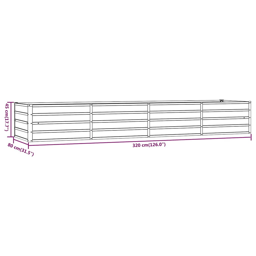 Ζαρντινιέρα Σκουριασμένο 320x80x45 εκ. Ατσάλι Σκληρυθέν Αέρα - PAKOBAZAAR