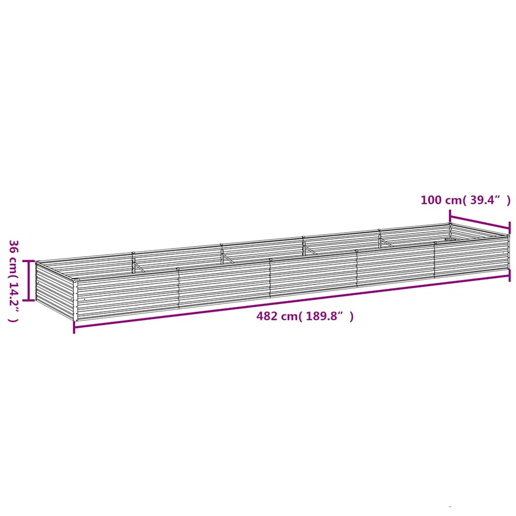 Ζαρντινιέρα 482 x 100 x 36 εκ. από Ατσάλι Σκληρυθέν στον Αέρα - PAKOBAZAAR