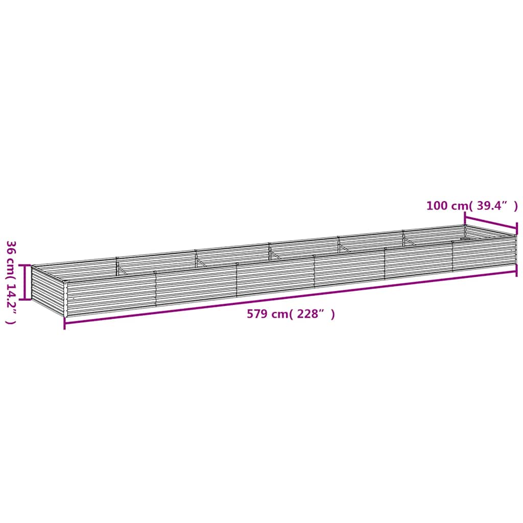 Ζαρντινιέρα 579 x 100 x 36 εκ. από Ατσάλι Σκληρυθέν στον Αέρα