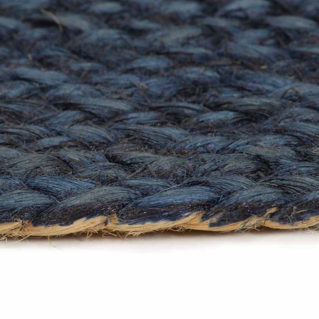 Πλεκτό Χαλί Αναστρέψ. Στρογγ. Ναυτικό Μπλε/Φυσικό 180 εκ Γιούτα - Pakobazaar