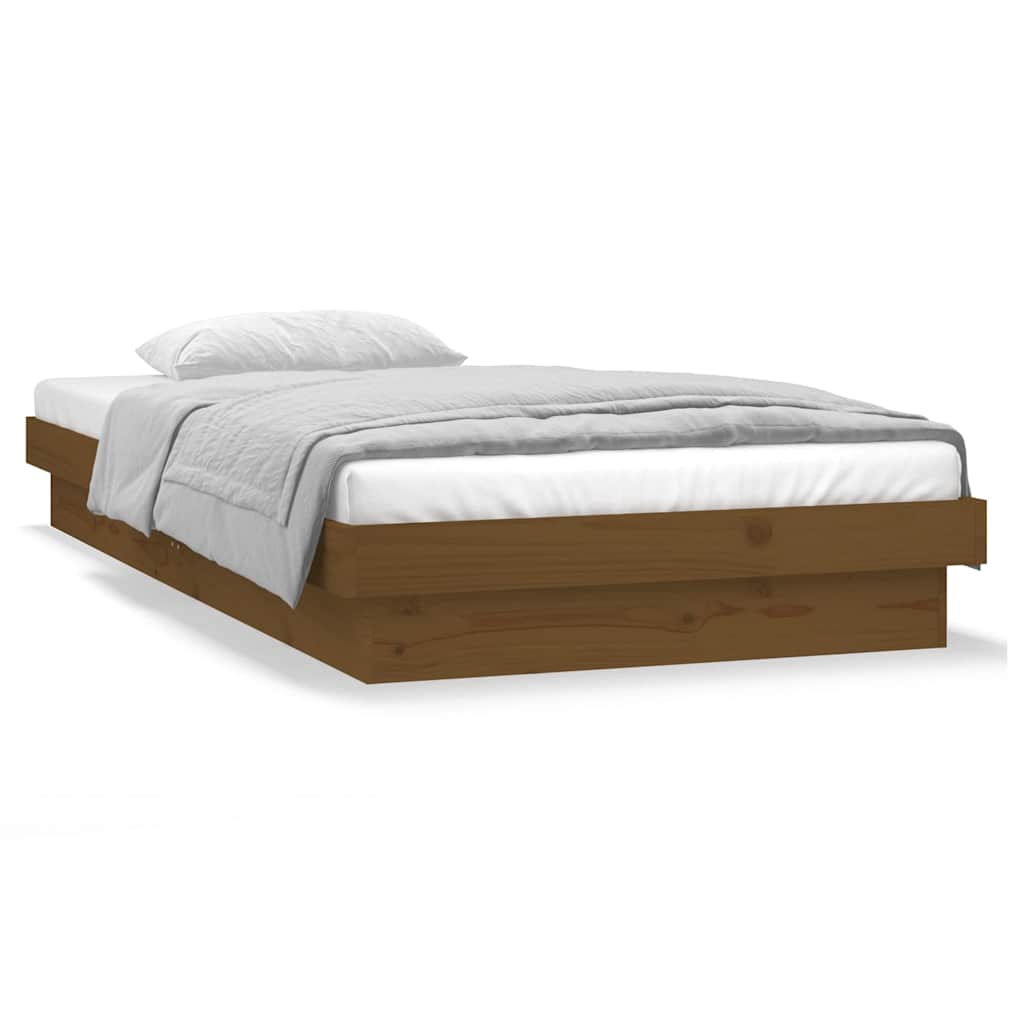 Πλαίσιο Κρεβατιού LED Καφέ Μελί 100 x 200 εκ. από Μασίφ Ξύλο