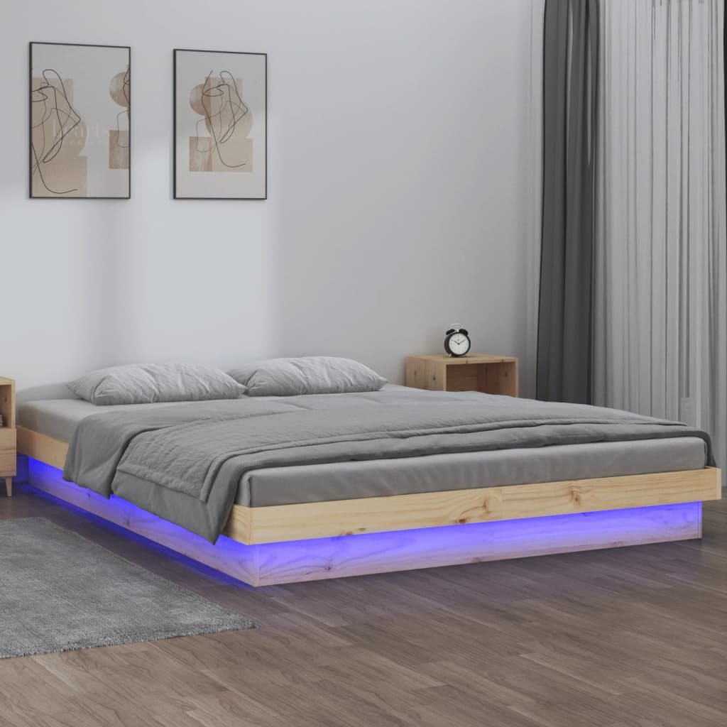 Πλαίσιο Κρεβατιού με LED 120 x 200 εκ. από Μασίφ Ξύλο - Pakobazaar