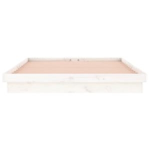 Πλαίσιο Κρεβατιού LED Λευκό 150x200 εκ. King Size Μασίφ Ξύλο - Pakobazaar
