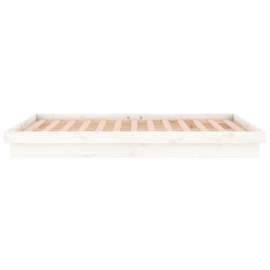 Πλαίσιο Κρεβατιού LED Λευκό 150x200 εκ. King Size Μασίφ Ξύλο - Pakobazaar