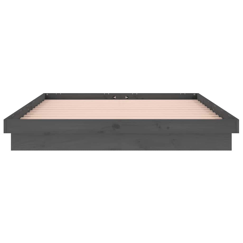 Πλαίσιο Κρεβατιού LED Γκρι 150x200 εκ. King Size Μασίφ Ξύλο - Pakobazaar