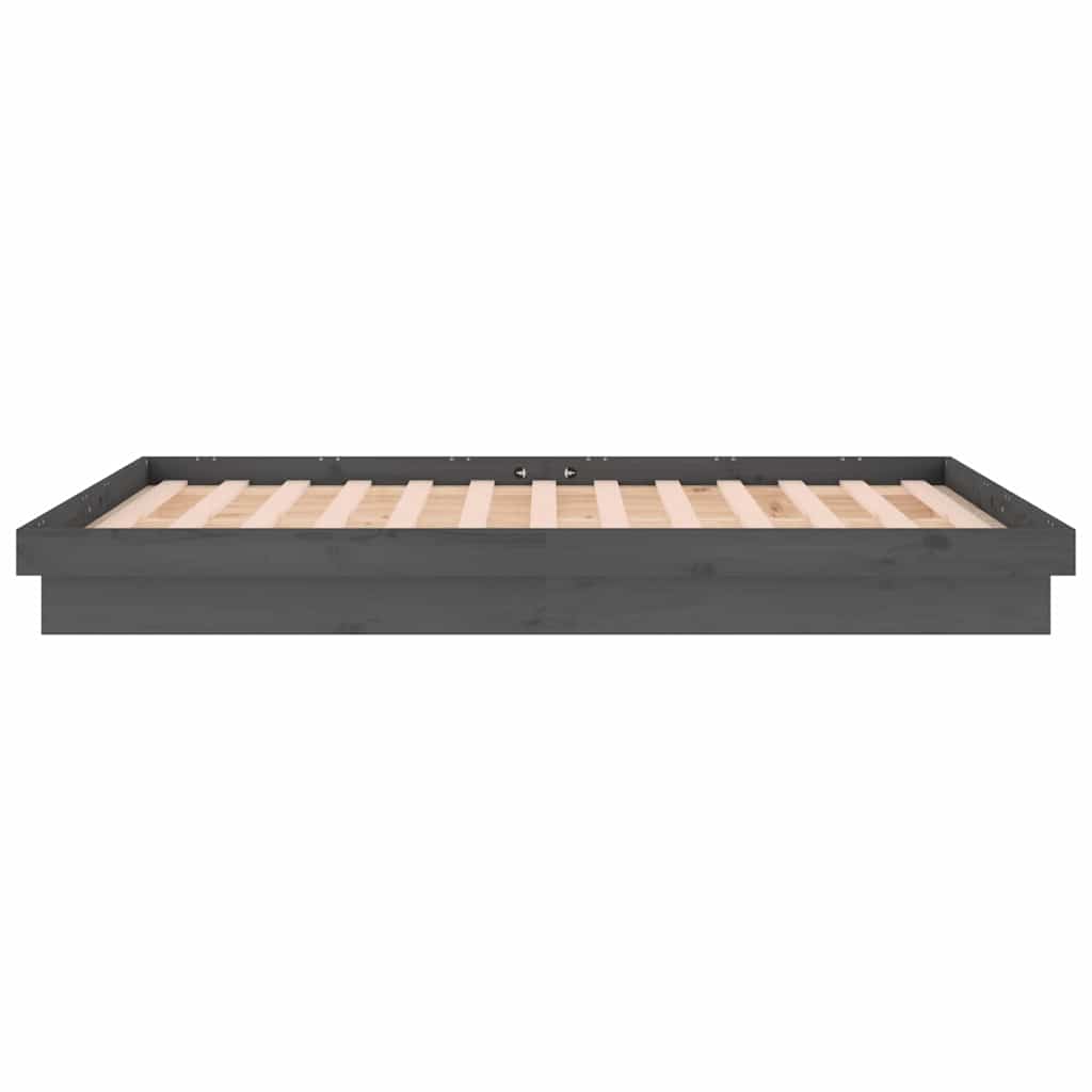 Πλαίσιο Κρεβατιού LED Γκρι 150x200 εκ. King Size Μασίφ Ξύλο - Pakobazaar