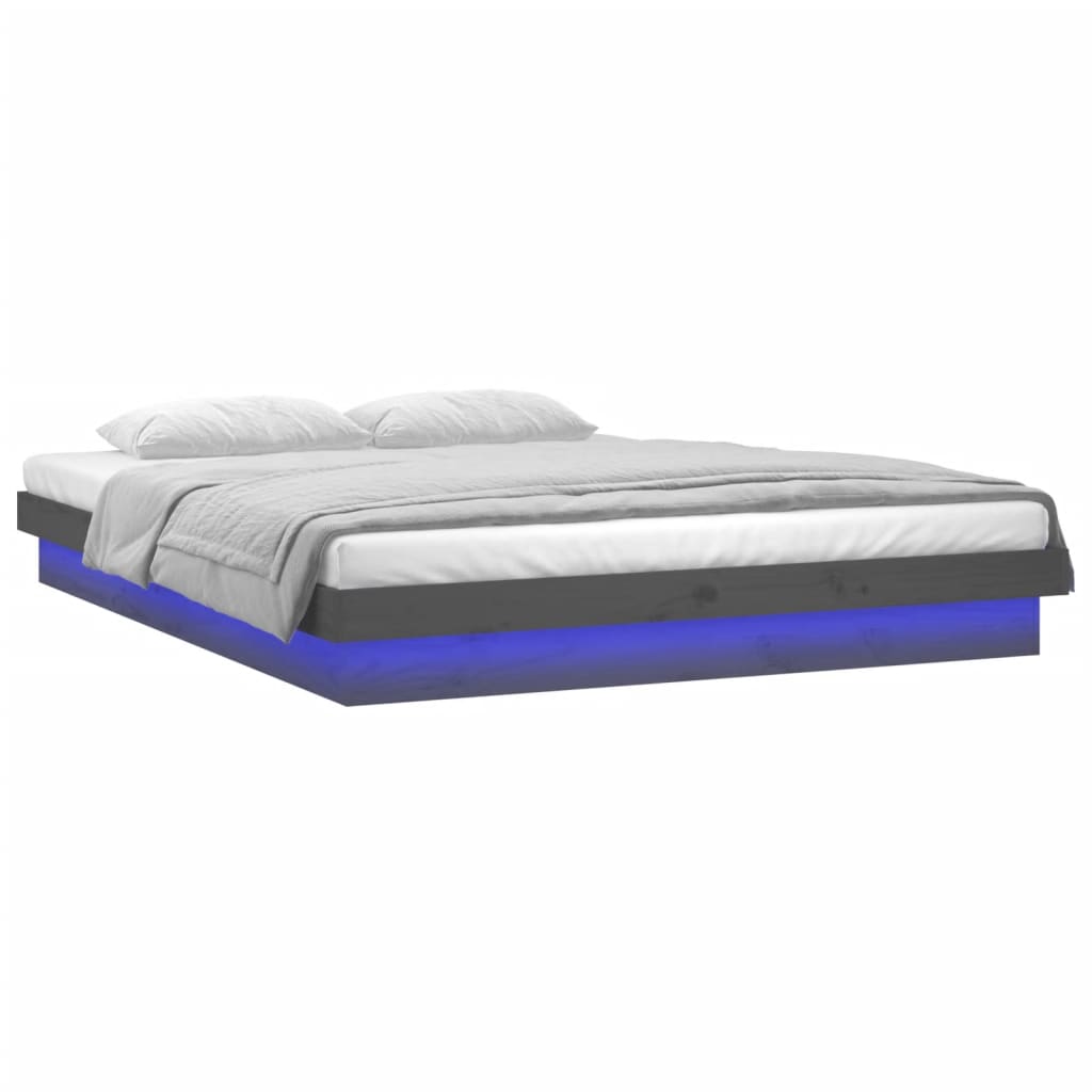 Πλαίσιο Κρεβατιού LED Γκρι 180x200 εκ. Super King Size Ξύλο
