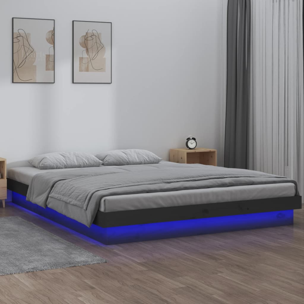 Πλαίσιο Κρεβατιού LED Γκρι 180x200 εκ. Super King Size Ξύλο