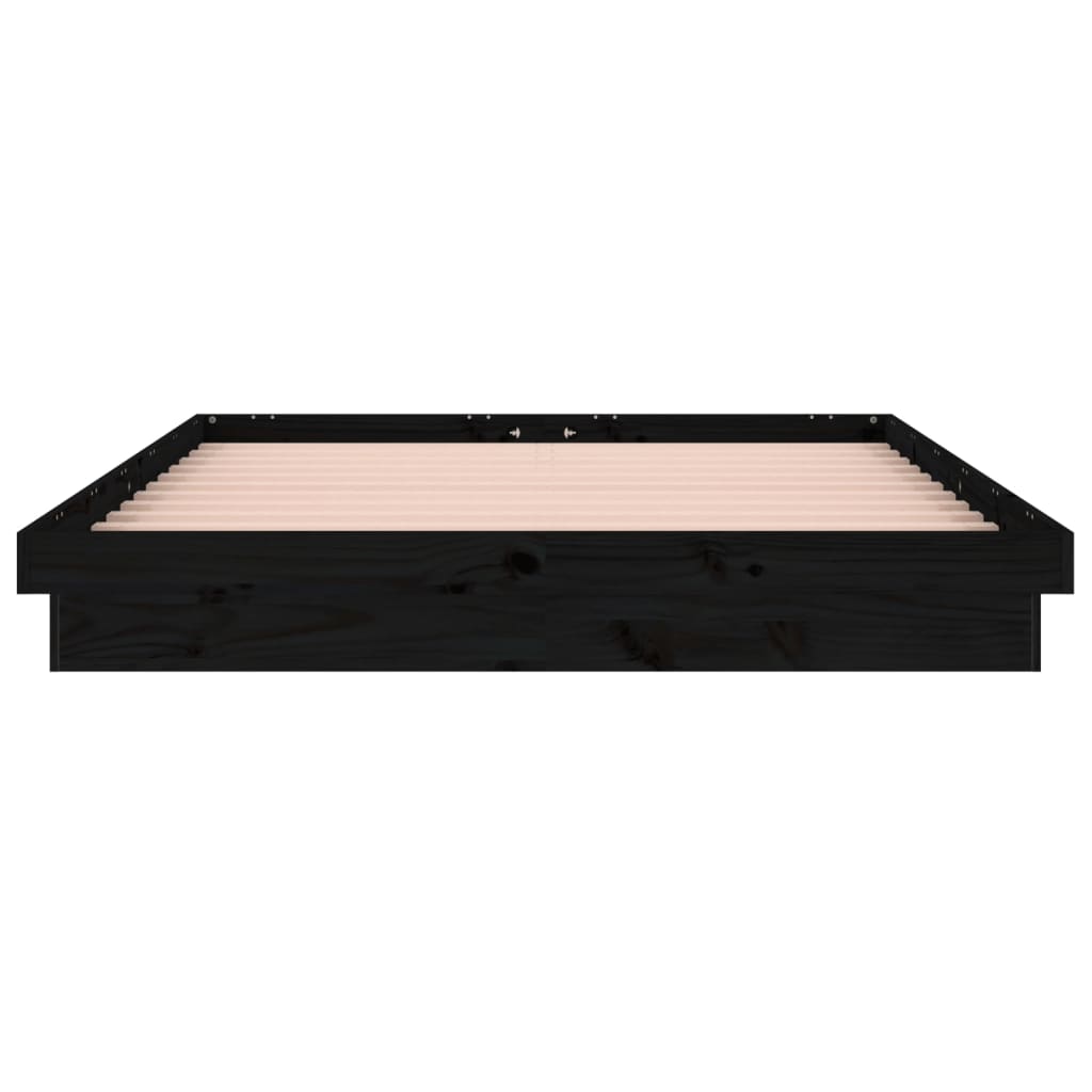 Πλαίσιο Κρεβατιού με LED Μαύρο 200 x 200 εκ. από Μασίφ Ξύλο