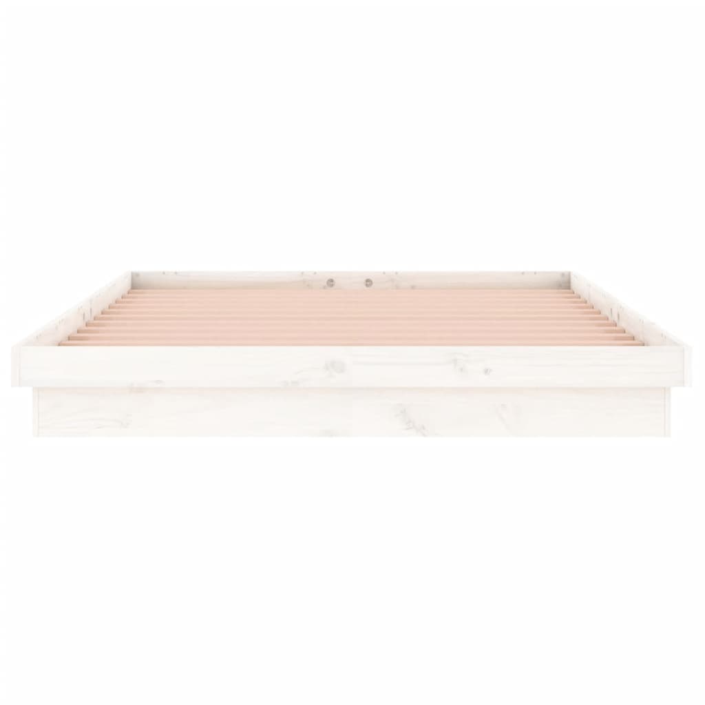 Πλαίσιο Κρεβατιού με LED Λευκό 140 x 190 εκ. από Μασίφ Ξύλο - Pakobazaar