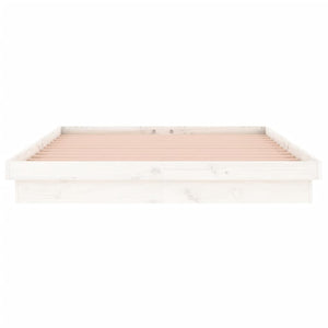 Πλαίσιο Κρεβατιού με LED Λευκό 140 x 190 εκ. από Μασίφ Ξύλο - Pakobazaar