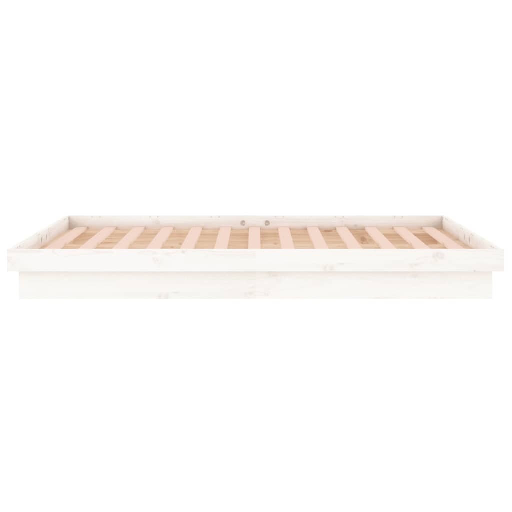 Πλαίσιο Κρεβατιού με LED Λευκό 140 x 190 εκ. από Μασίφ Ξύλο - Pakobazaar