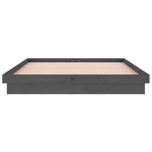 Πλαίσιο Κρεβατιού με LED Γκρι 140 x 190 εκ. από Μασίφ Ξύλο