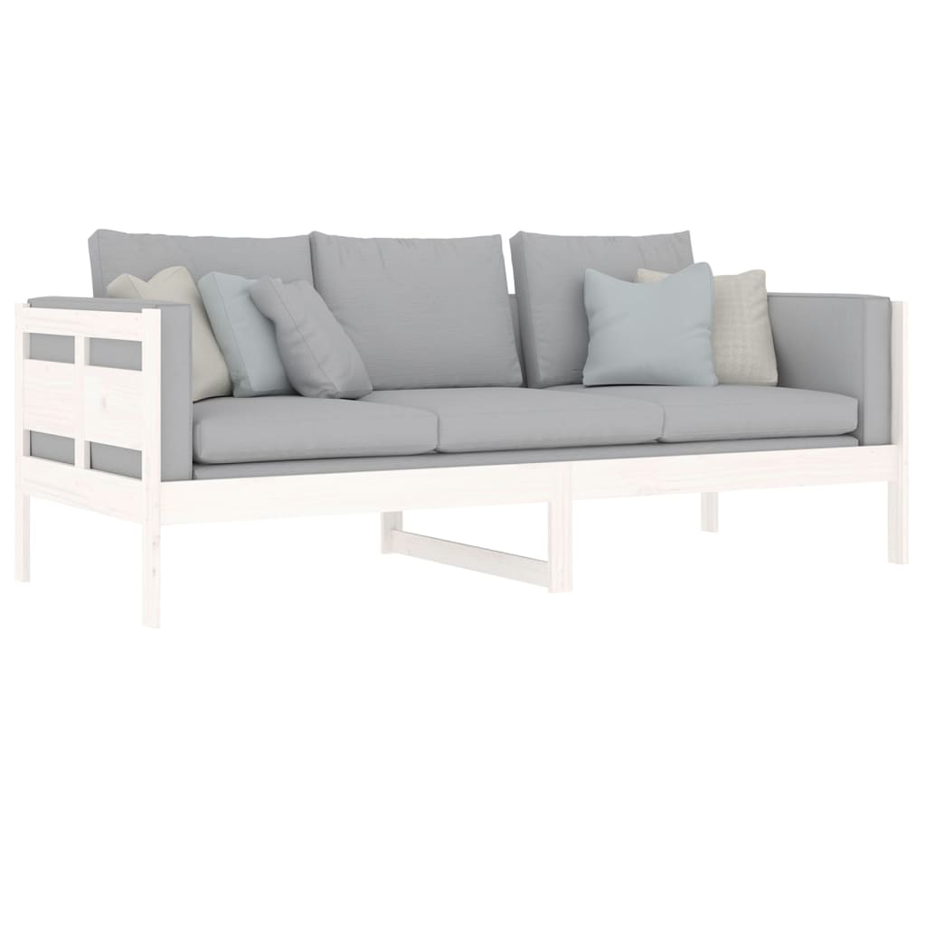 Καναπές Κρεβάτι Λευκός 80 x 200 εκ. από Μασίφ Ξύλο Πεύκου