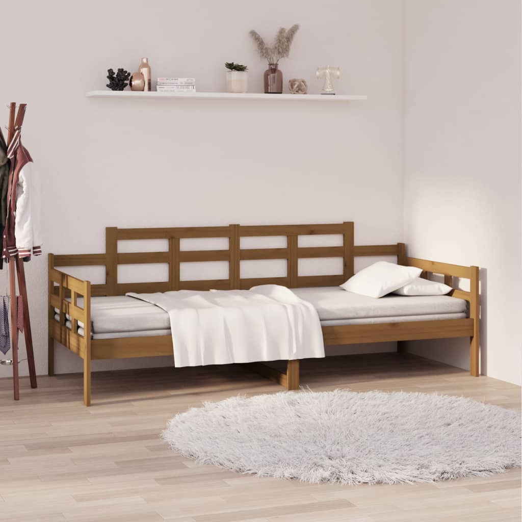 Καναπές Κρεβάτι Καφέ Μελί 90 x 200 εκ. από Μασίφ Ξύλο Πεύκου