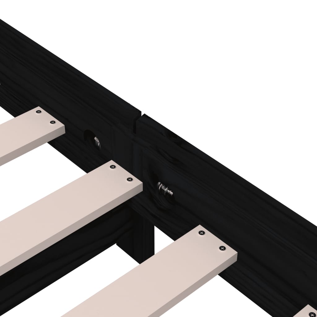 Κρεβάτι Στοιβαζόμενο Μαύρο 90x200 εκ. από Μασίφ Ξύλο Πεύκου