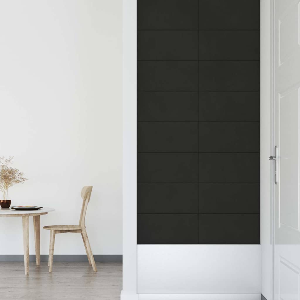 Πάνελ Τοίχου 12 τεμ. Μαύρος 60x30 εκ. 2,16 μ² Βελούδο