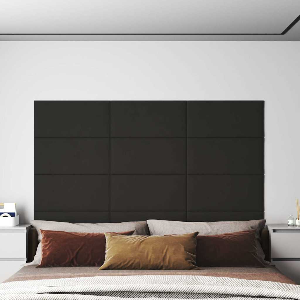 Πάνελ Τοίχου 12 τεμ. Μαύρος 60x30 εκ. 2,16 μ² Βελούδο