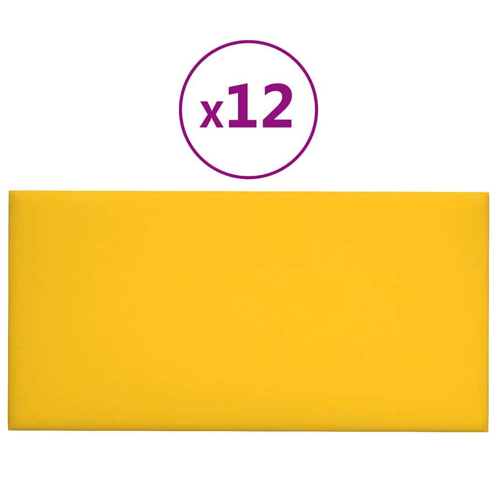 Πάνελ Τοίχου 12 τεμ. Κίτρινος 60x30 εκ 2,16 μ² Βελούδο - Pakobazaar