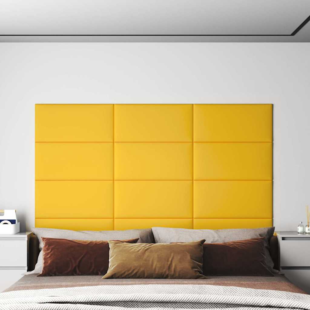 Πάνελ Τοίχου 12 τεμ. Κίτρινος 60x30 εκ 2,16 μ² Βελούδο - Pakobazaar