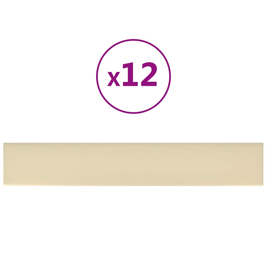 Πάνελ Τοίχου 12 τεμ. Κρεμ 90 x 15 εκ. 1,62 μ² Συνθετικό Δέρμα