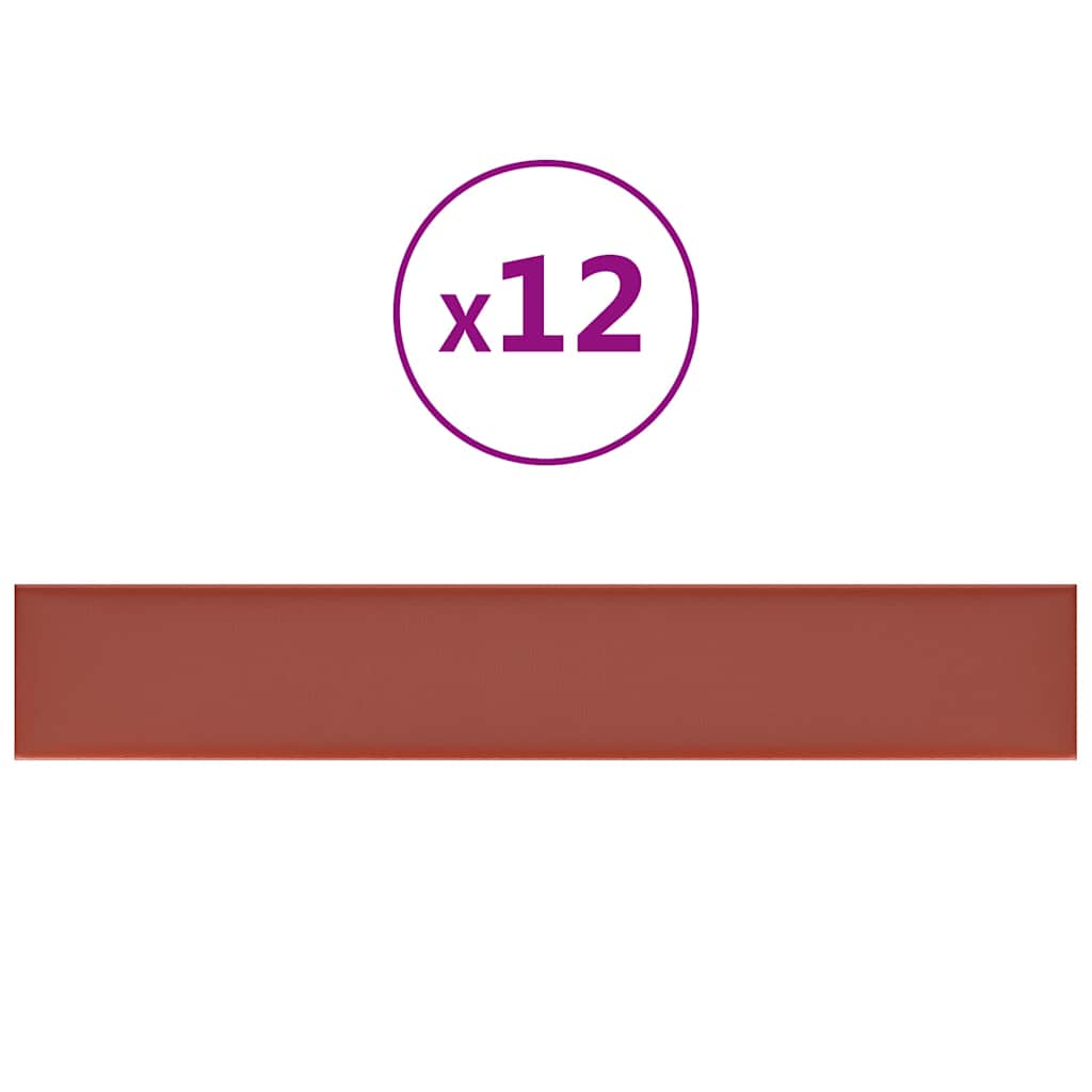 Πάνελ Τοίχου 12 τεμ. Κόκκινα 90 x 15 εκ. 1,62μ² Συνθετικό Δέρμα