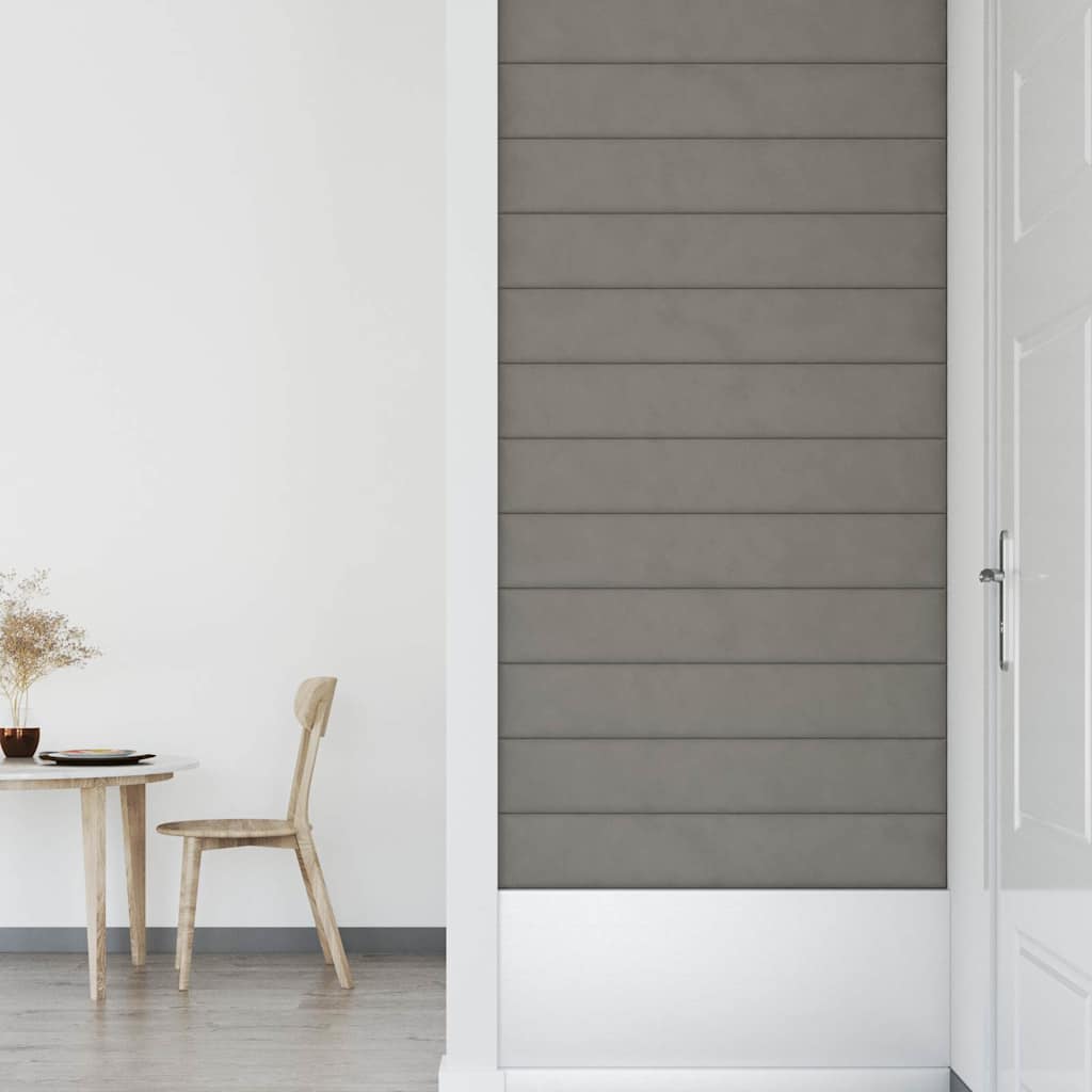 Πάνελ Τοίχου 12 τεμ. Ανοιχτό Γκρι 90 x 15 εκ. 1,62 μ² Βελούδινα