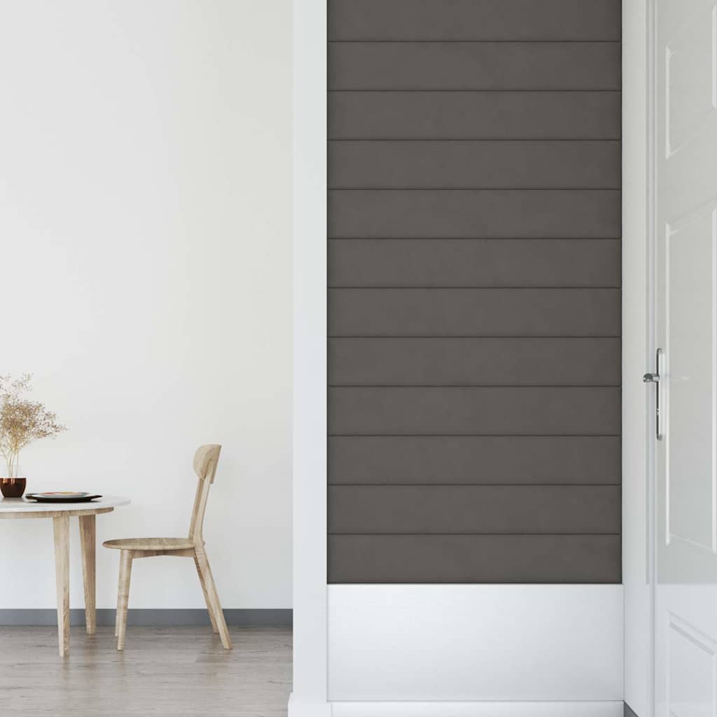 Πάνελ Τοίχου 12 τεμ. Σκούρο γκρι 90 x 15 εκ. 1,62 μ² Βελούδινα
